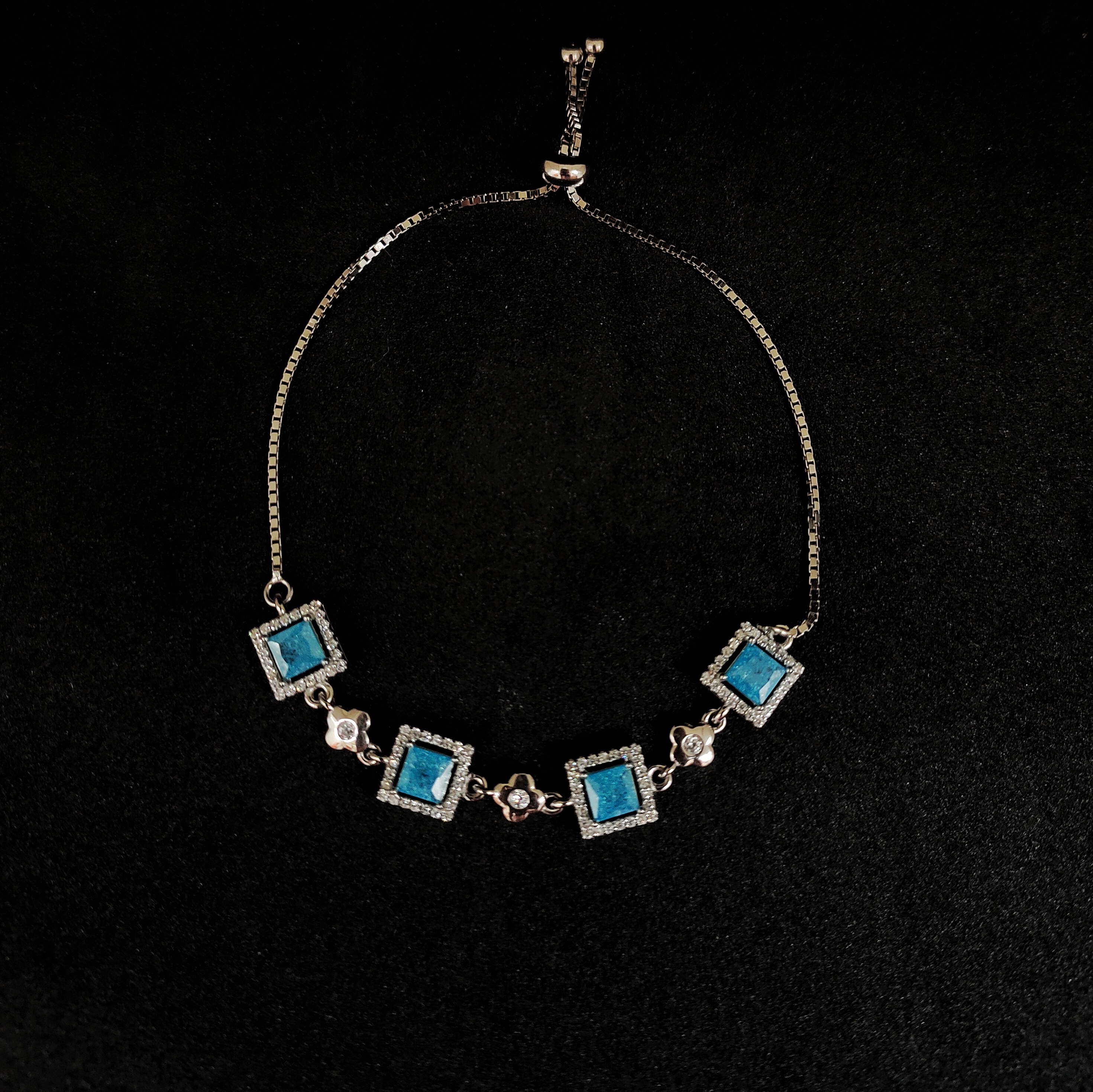 Blue Stone Diamond 925 Sterling Bra...